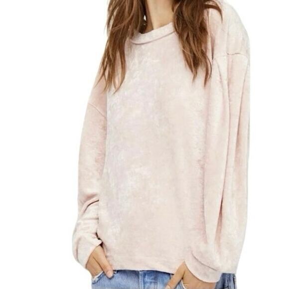Free People Milan Layering Top Light Pink Blush Pink Crushed Velvet Small - Picture 1 of 15